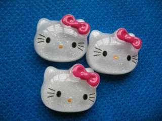 20 Resin Glitter Hello Kitty Buttons/Bow Hot Pink K003 2  