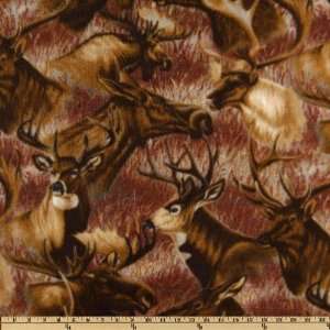   Deer & Moose Fleece Brown Fabric By The Yard Arts, Crafts & Sewing