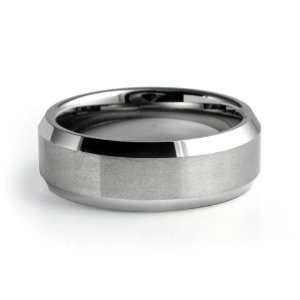   Tungsten Carbide Wedding Band Beveled Edges Comfort Fit 8mm Ring (8.5