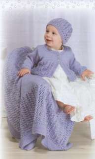 Lacy Baby Sets to Knit Patterns Knitting Afghans Bonnet Cap Hat 