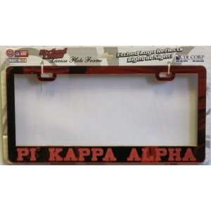   Glass Greek License Plate Holder   Pi Kappa Alpha 