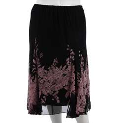 Lola P Womens Plus Size Border Print Flared Skirt  