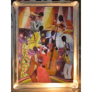   African American Jazz Art Decorative Glass Block Light