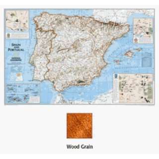   Spain And Portugal Mounted Map   Wood Grain Beveled Edge Toys & Games