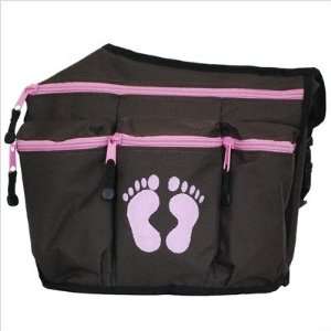    Diaper Dude Diaper Diva Messenger   Brown with Pink Baby Feet Baby