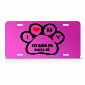  Bearded Collie Dog Dogs Pink Novelty Animal Metal License 