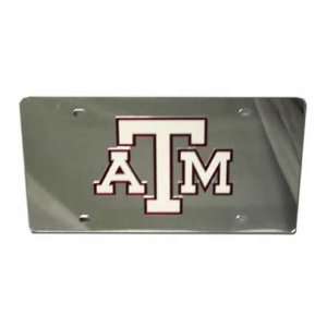  Texas A&M Aggies Silver Mirror License Plate W/White ATM 