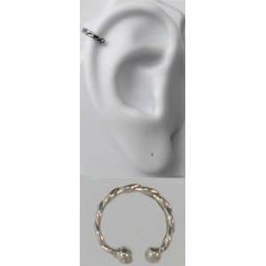    Sterling Silver Chain Braid Bali Style Band Outer Ear Cuff Jewelry
