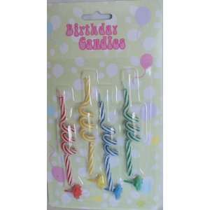  Curly Birthday Candles with holders (Pack of 4)