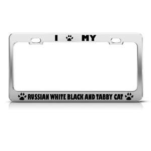  Russian White, Black And Tabby Cat Metal license plate 