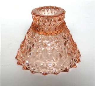 Holiday Buttons &Bows Pink Depression Glass Candlestick  