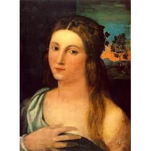   painting name Portrait of a Young Woman, by Palma Il Vecchio Home