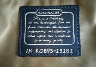   Ed Legacy Metallic Drawstring Leather Purse Bag Navy Blue 13181 RARE