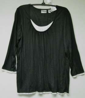 CHICOS CRINKLE DUET TEE TOP BLACK NWT CHICOS 2  