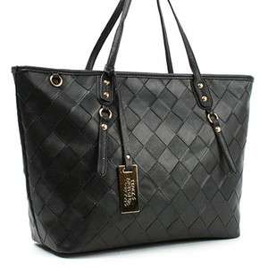 Womens Synthetic Leather Mesh Shoulder Bag M549 Black Tan Dark Brown 