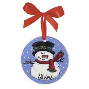  Merry Christmas Snowman Hand Painted Christmas Ornament 