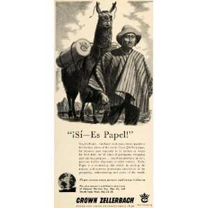  1955 Ad Llama Paper Products Export Man Packaging Crown 
