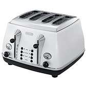 DeLonghi CTO4003.PW Pf Icona 4 Slice Toaster   Pearl White