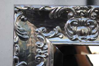 Ornate Silver Lacquer Glossy Bathroom Dresser Mirror  