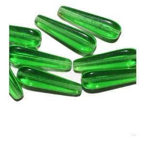  Emerald Drop Czech Pressed Glass Beads Arts, Crafts 