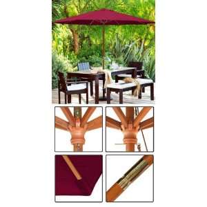  9 ft Wood Patio Outdoor Market Umbrella Garnet Patio 