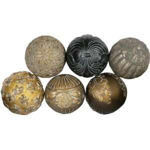  Vintage Spheres Set Of Six Brown/gold