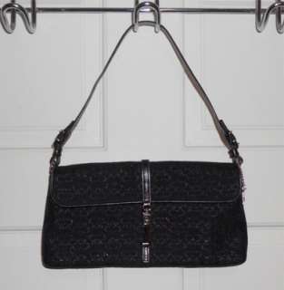 COACH Metallic Black Lurex Small Flap Handbag  