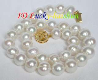12 14mm LUSTER round white freshwater pearls necklace  