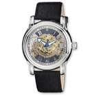   Watches Mens Charles Hubert Black Leather Skeleton Automatic Watch