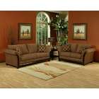   with dark wood accents sofa and love seat set with flared arms