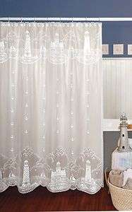 Heritage Lace Lighthouse Shower Curtain 72X72 White  