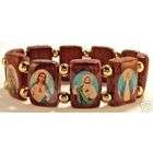 EE Large Cherry Wood Saints Golden Beads Charm Bracelet