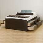   Platform Storage Queen w/Headboard Bed in Espresso Finish by PrePac