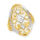 Jewelry Adviser 10k & Rhodium Diamond Cut Filigree Ring
