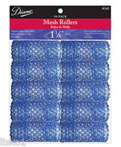 DIANE #540 1 1/8 BLUE HAIR MESH ROLLERS 10 PACK  
