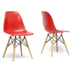 Wholesale Interiors Azzo Red Plastic Mid Century Modern Shell Chair 