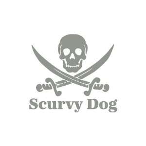  Scurvy Dog Skull small 3 Tall SILVER/GREY vinyl window 