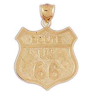  14kt Yellow Gold U.S. Route 66 Pendant Jewelry