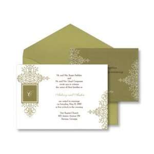  Ornate Moss Filigree Wedding Invitation Health & Personal 