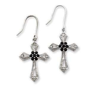  Sterling Silver Diamond Accent Cross Earrings Jewelry