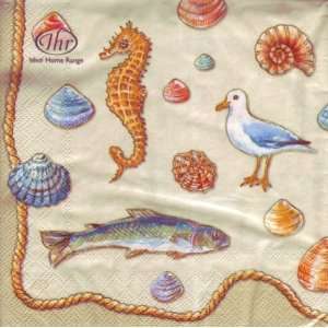  By the Sea Cream Paper Lunch Napkins (20 Pack) Kitchen 