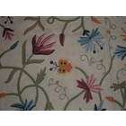 mds crewel rug butterfly on flowers cream chain stitched wool