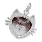 jewelryweb sterling silver cat face picture frame charm picture frame