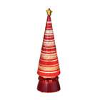   12 Red Striped Lighted Shimmer Christmas Tree Glitterdome Figure