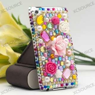   flower Bling Crystal Hard Case for iPod touch 4G 4th skin PC129  