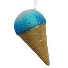 North Star Blue Glitter Ice Cream Cone Christmas Ornament