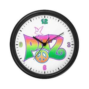  Wall Clock Paz Spanish Peace with Dove and Peace Symbol 