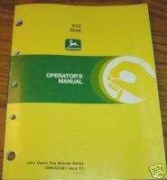 John Deere 635 Disk Operators Manual book catalog jd  