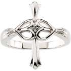 Jewelry Adviser rings 14K White .004 CT TW Diamond Cross Ring