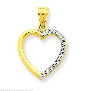 FindingKing 14K Gold & Rhodium Half Diamond Cut Heart Pendant at  